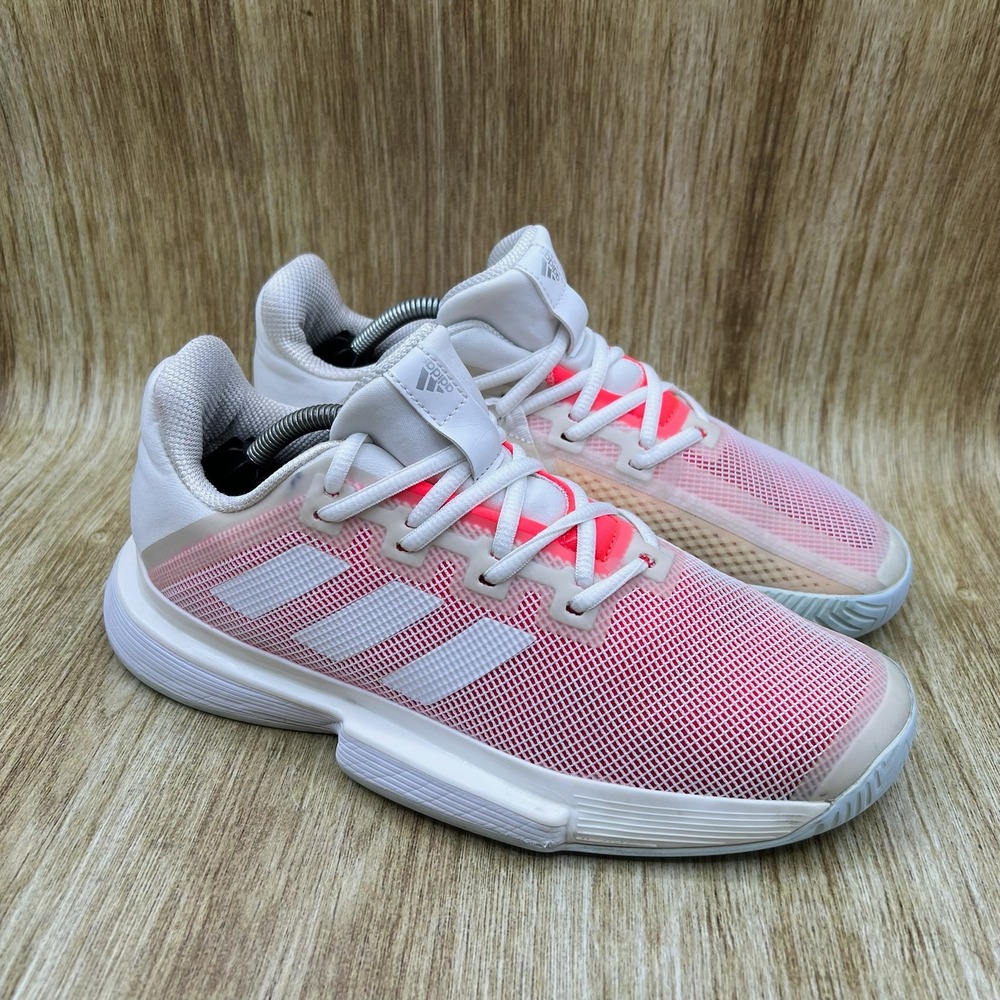 Adidas SoleMatch Bounce Women's Size 8 Tennis Shoes White‎ Solar Red FU8126